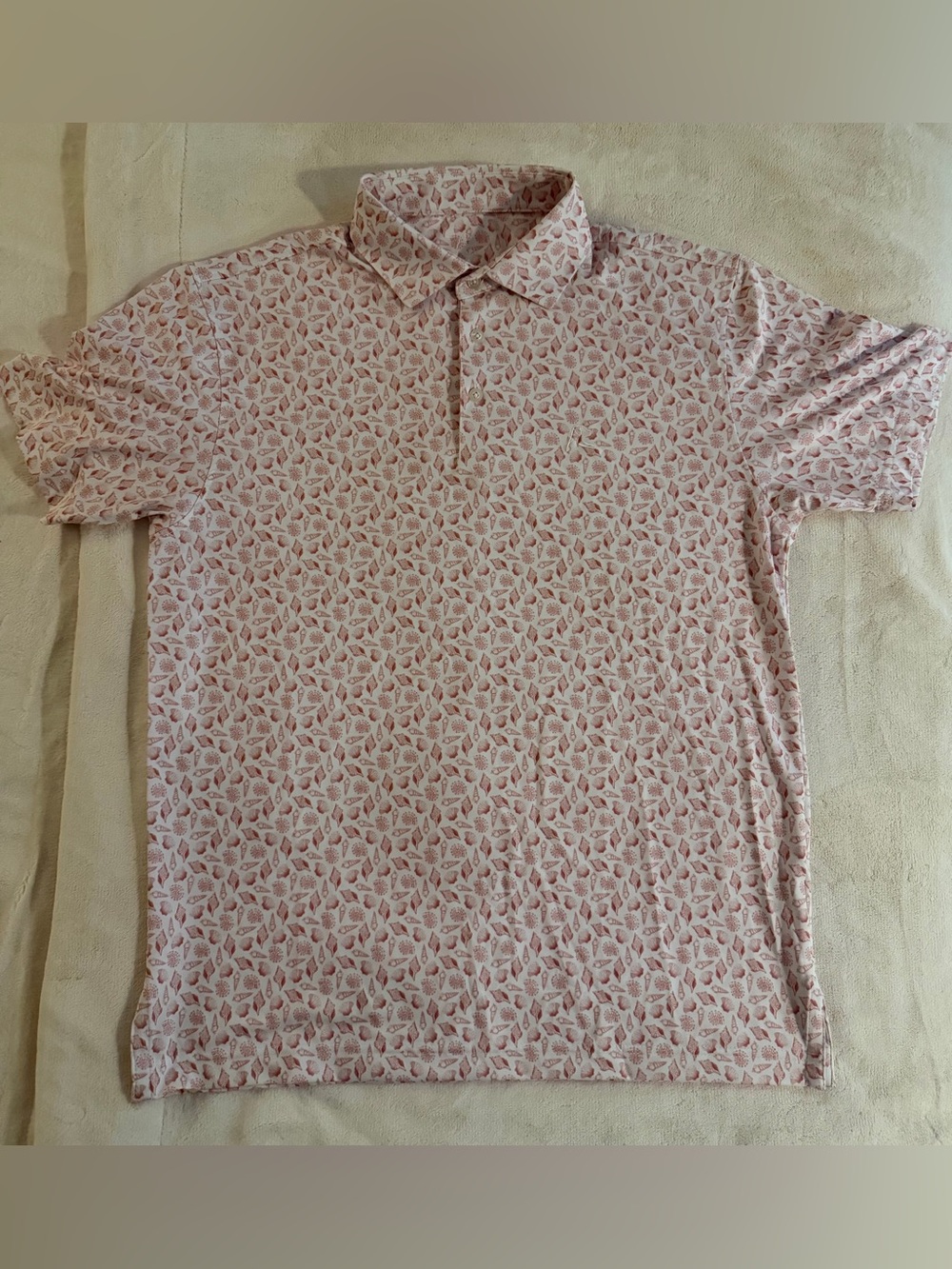 Rhoback Men's Pink Leaf-Pattern Polo
